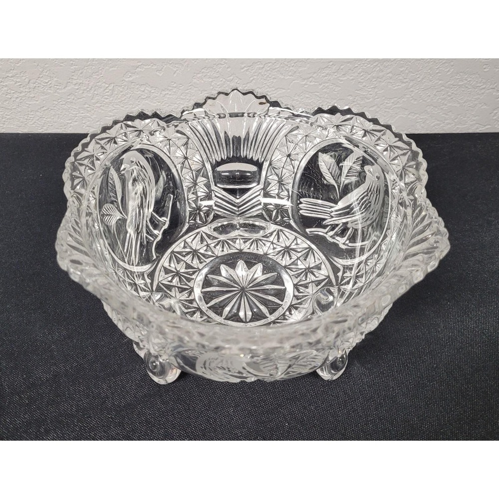 The Byrdes Collection by HOFBAUER 7" 3-Toed Footed Crystal Bowl